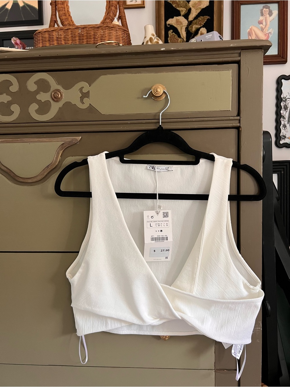 Zara Cream Wrap Crop Tank Top